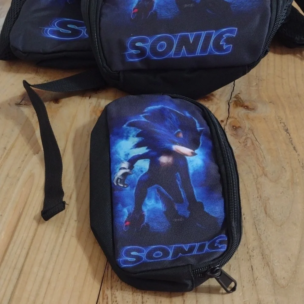 Sonic the Hedgehog Backpacks 3 in 1 Casual Daypack Set Durable Knapsack NWT